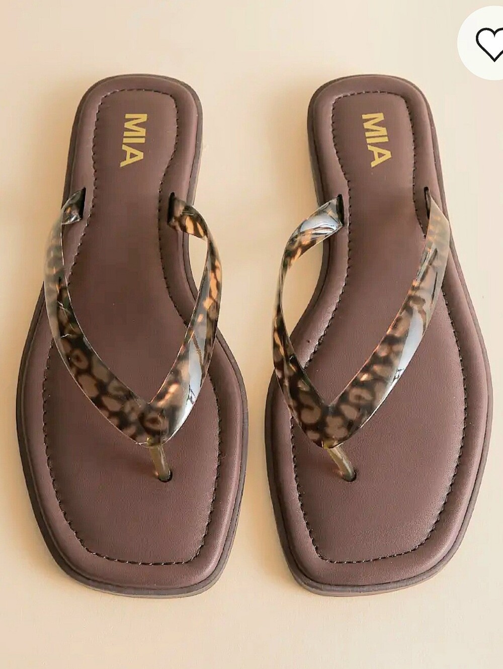 NWOB MIA Alexiss Leopard Print Square Toe Flip Flops Size 10